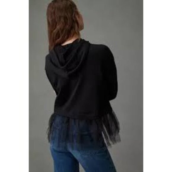 Pilcro Tulle-Hem Black Hoodie - Picture 3 of 5